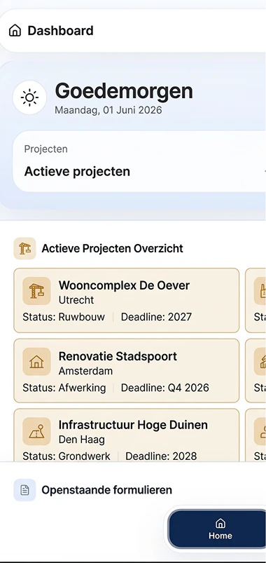 Projecten, planning en uren op de telefoon