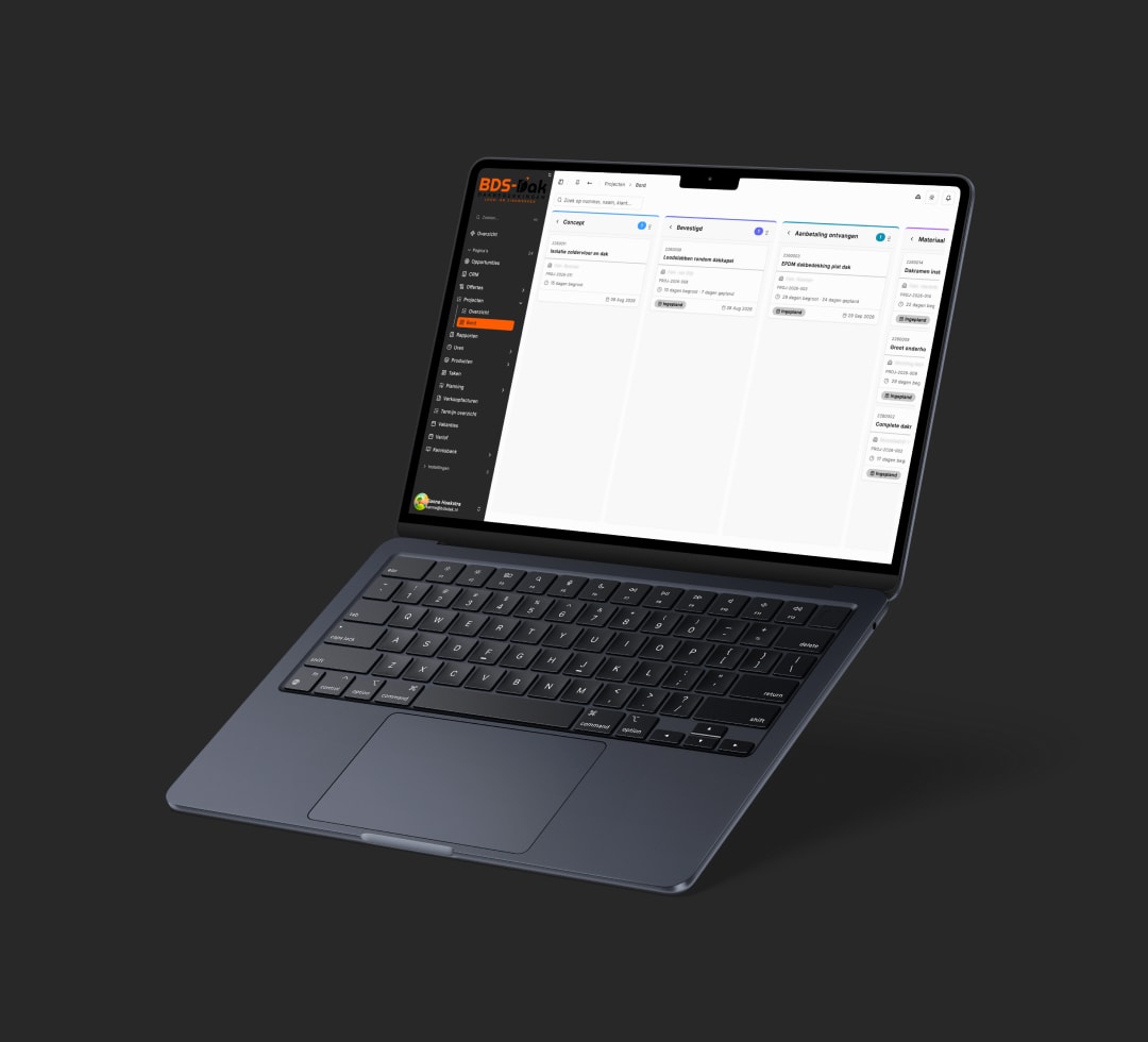 Het projectenbord van BDS, met projecten per status